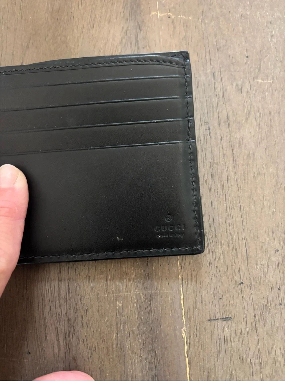 Gucci Black Leather Men's Card Holder Wallet with Multiple Card Slots
